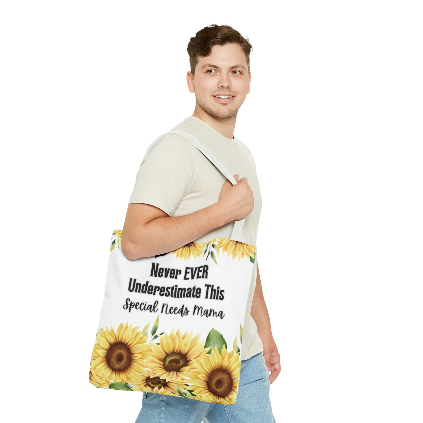 Special Needs Mom Tote Bag Purse | Sunflower Never EVER Underestimate This Special Needs Mama | Inspired Treasures Boutique