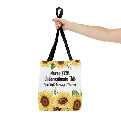 Special Needs Mom Tote Bag Purse | Sunflower Never EVER Underestimate This Special Needs Mama | Inspired Treasures Boutique