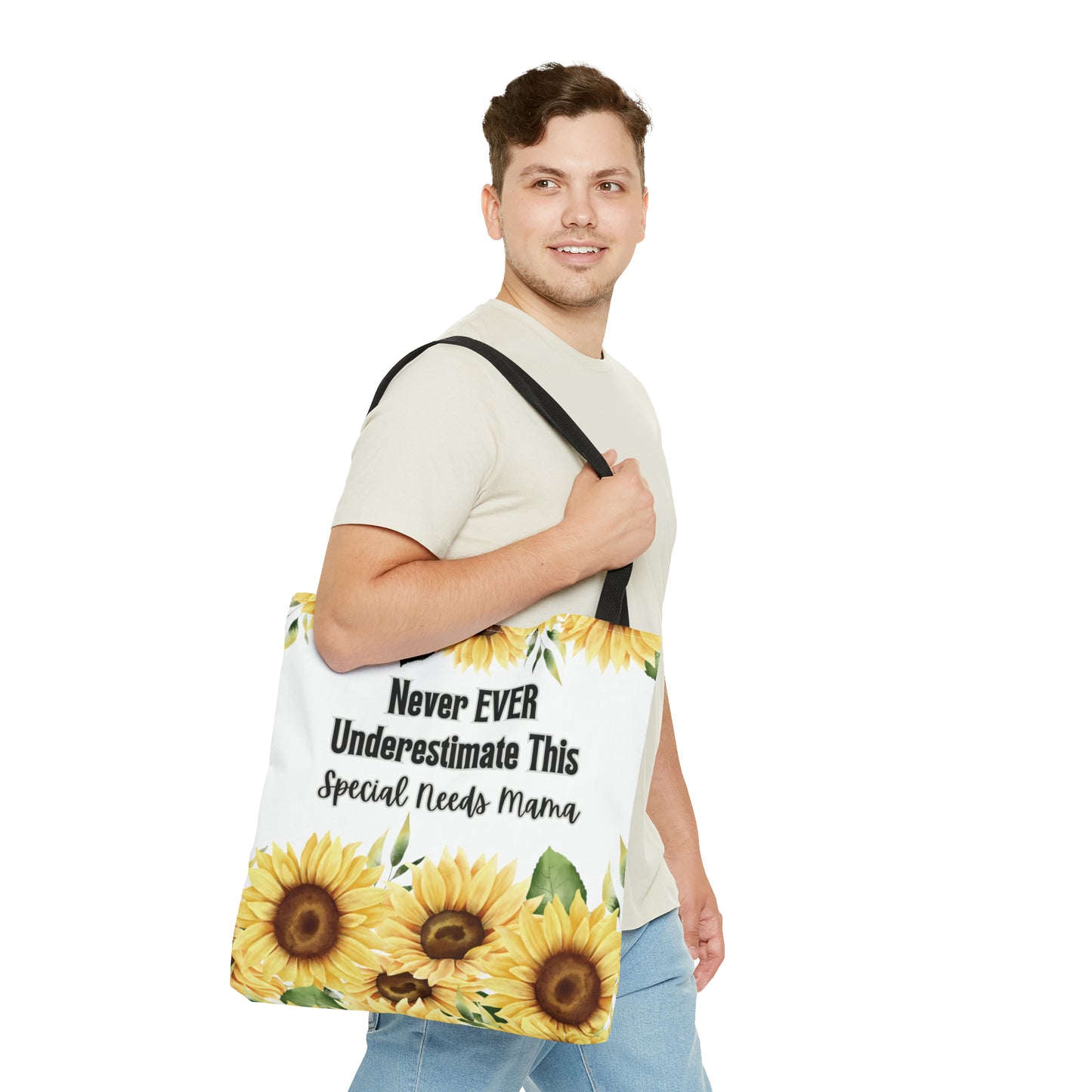 Special Needs Mom Tote Bag Purse | Sunflower Never EVER Underestimate This Special Needs Mama | Inspired Treasures Boutique