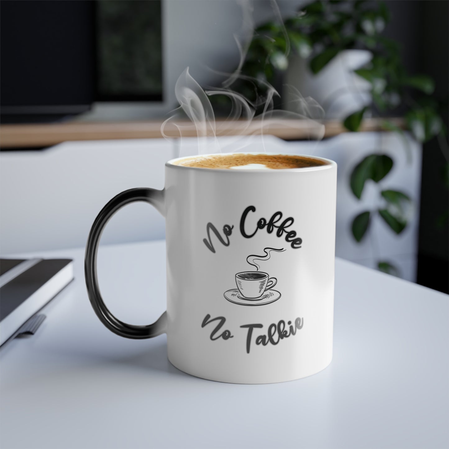 Coffee Lovers Mug Reveals "No Coffee No Talkie" appears as the cup heats up! Color Morphing Mug, 11oz