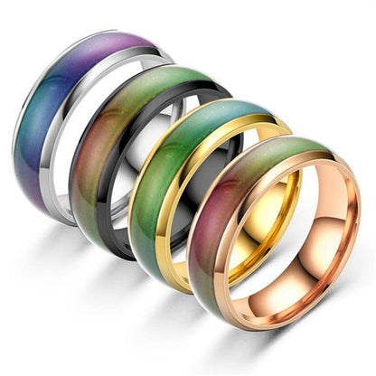 COLOR CHANGING Rainbow Temperature Mood Band Ring in Stainless Steel 6mm