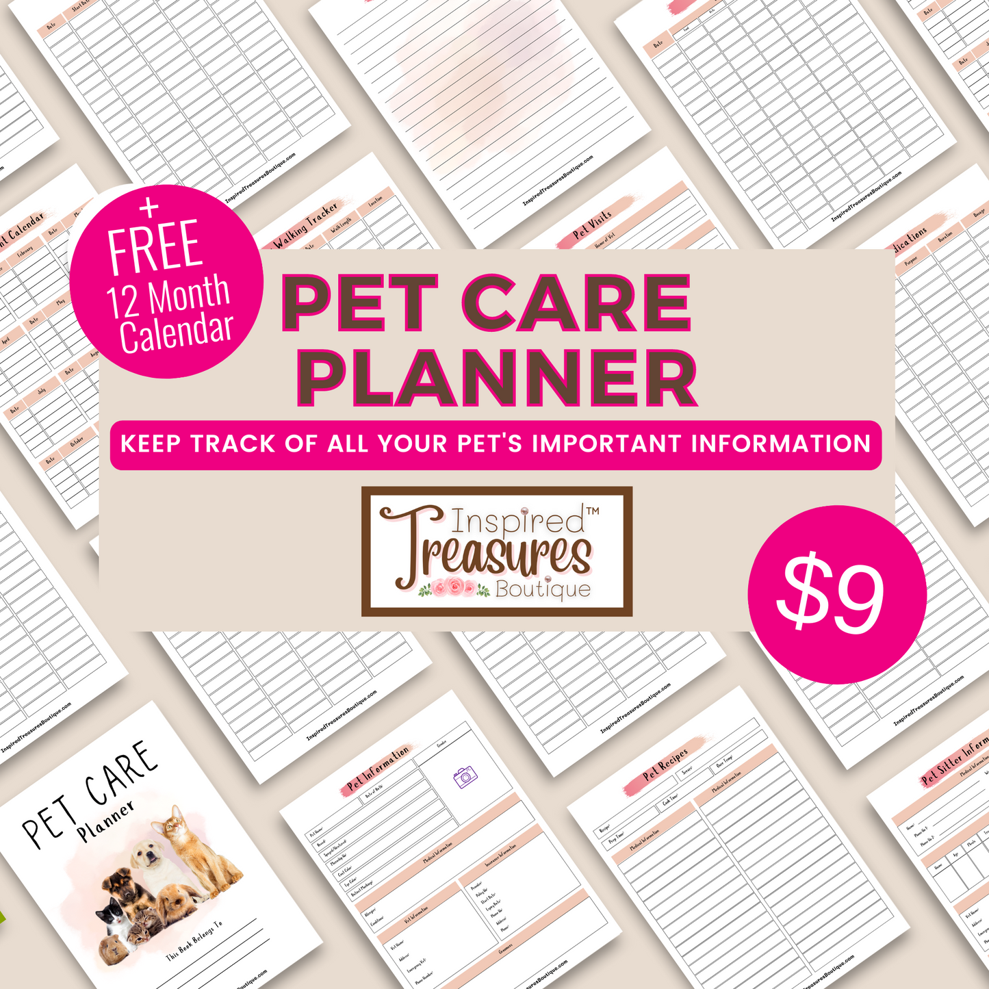 Pet Planner Printable Bundle + FREE Calendar