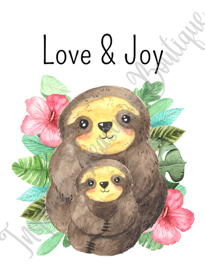 Sloth Baby Art Wall Prints SET OF 6 - Frame Not Included - FREE SHIPPING