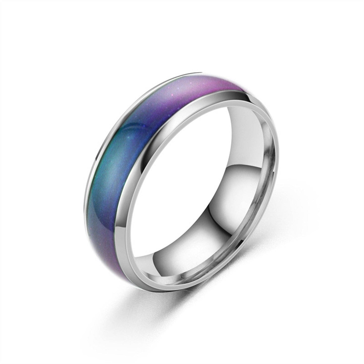 COLOR CHANGING Rainbow Temperature Mood Band Ring in Stainless Steel 6mm