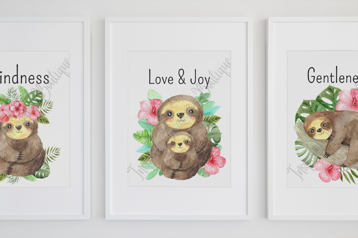 Sloth Baby Art Wall Prints SET OF 6 - Frame Not Included - FREE SHIPPING